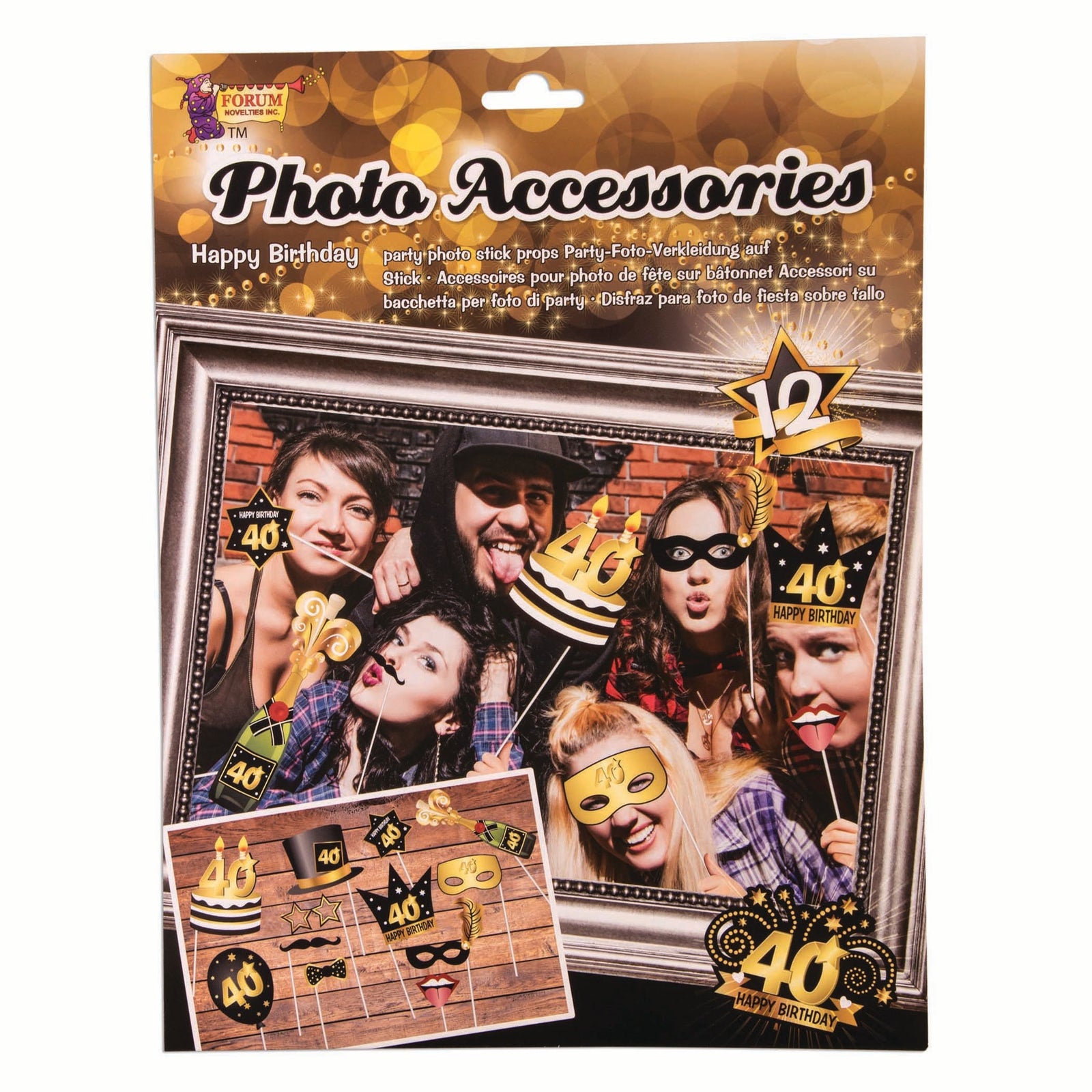 40th Birthday Photo Booth  Pack of 12 1