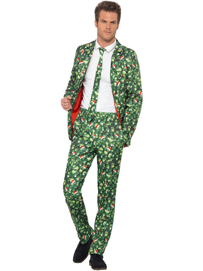 Brussel Sprout Xmas Suit Adult Green Stand Out Jacket Trousers and Tie 4