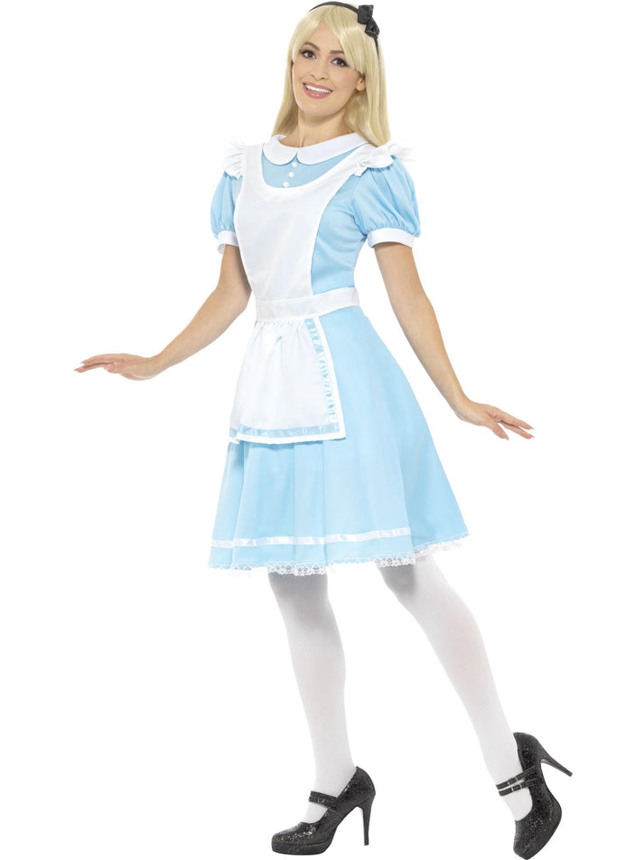 Alice In Wonderland Princess Costume Adult Blue Dress Apron and Headband
