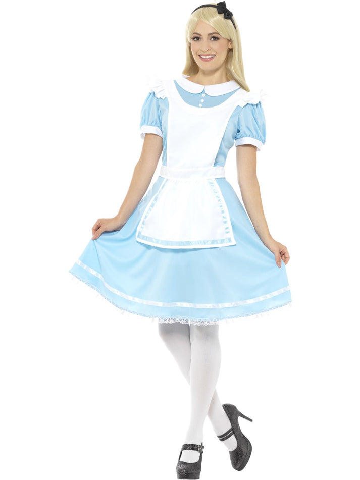 Alice In Wonderland Princess Costume Adult Blue Dress Apron and Headband