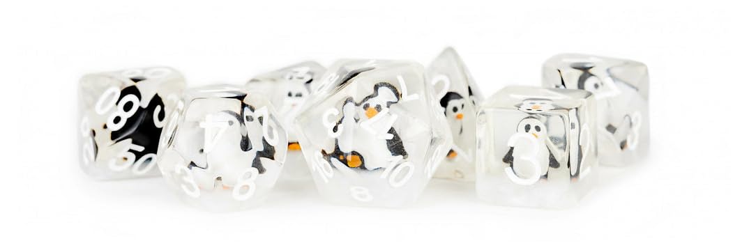Resin Poly Dice Set Penguin Dice Gaming Accessory by Metallic Dice 4