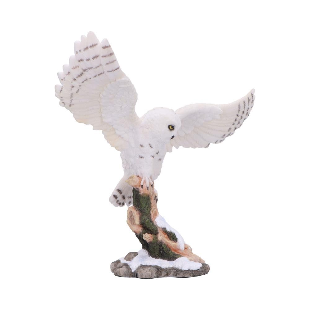 Snowfall Majestic Owl In Winter Scene 18cm