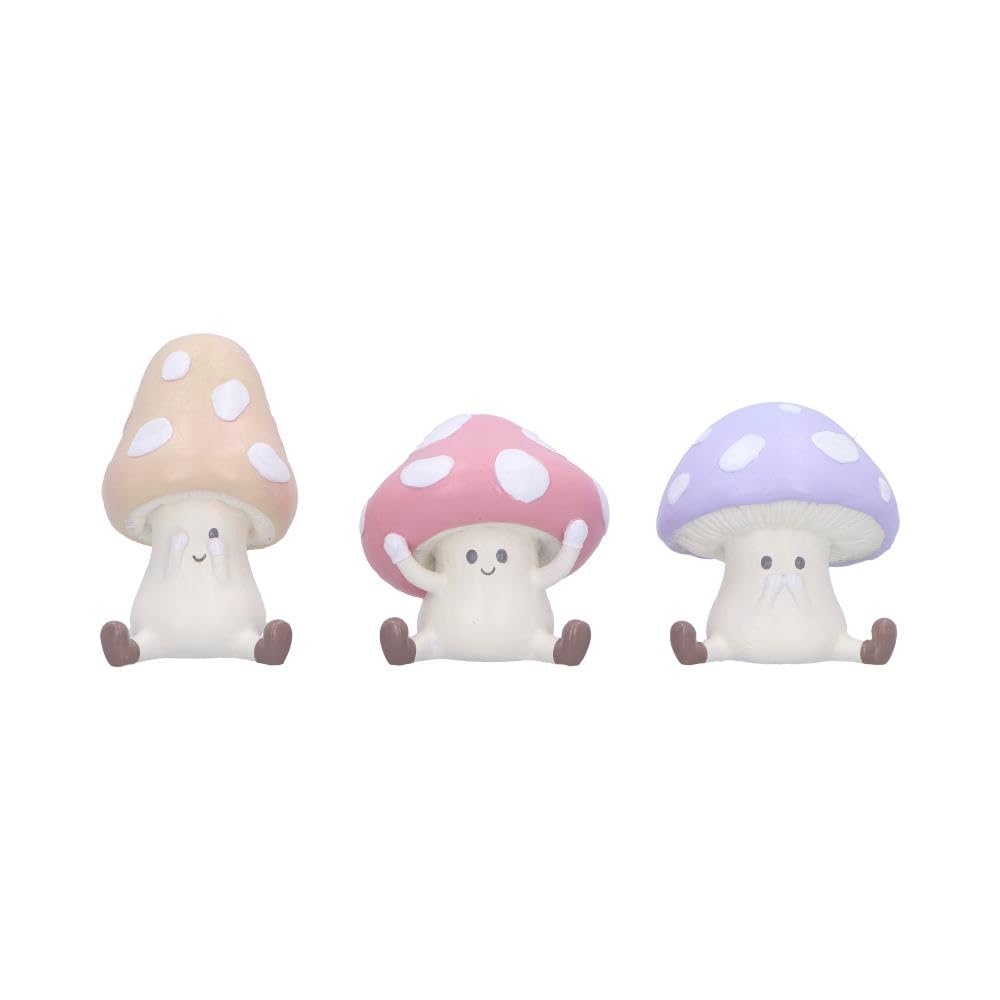 Three Wise Multicoloured Toadstool Figurines in See no Hear Speak Evil 8.5cm 1