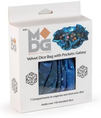 FanRoll by Metallic Dice Games Velvet Compartment Dice Bag with Pockets, Role Playing Game Dice Accessories for Dungeons and Dragons 6