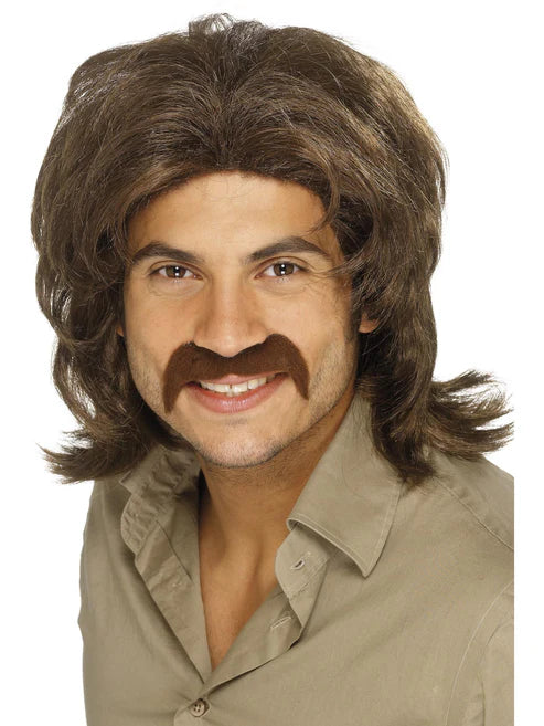 70s Retro Wig Adult Brown Fringed Disco Costume Hair