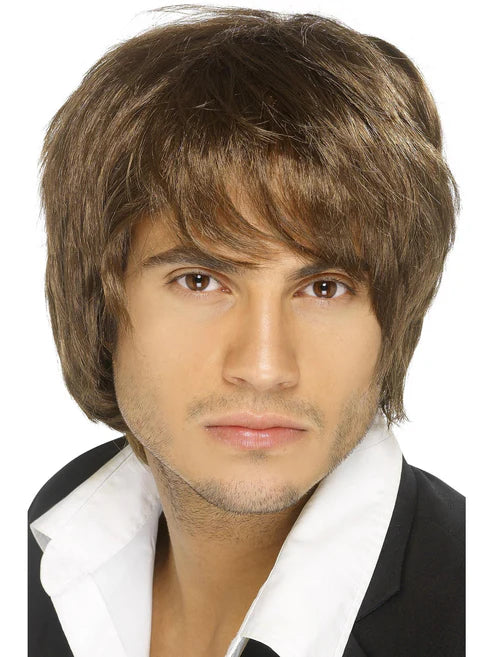Boy Band Wig Short Brown Adult Costume Hair 1990s