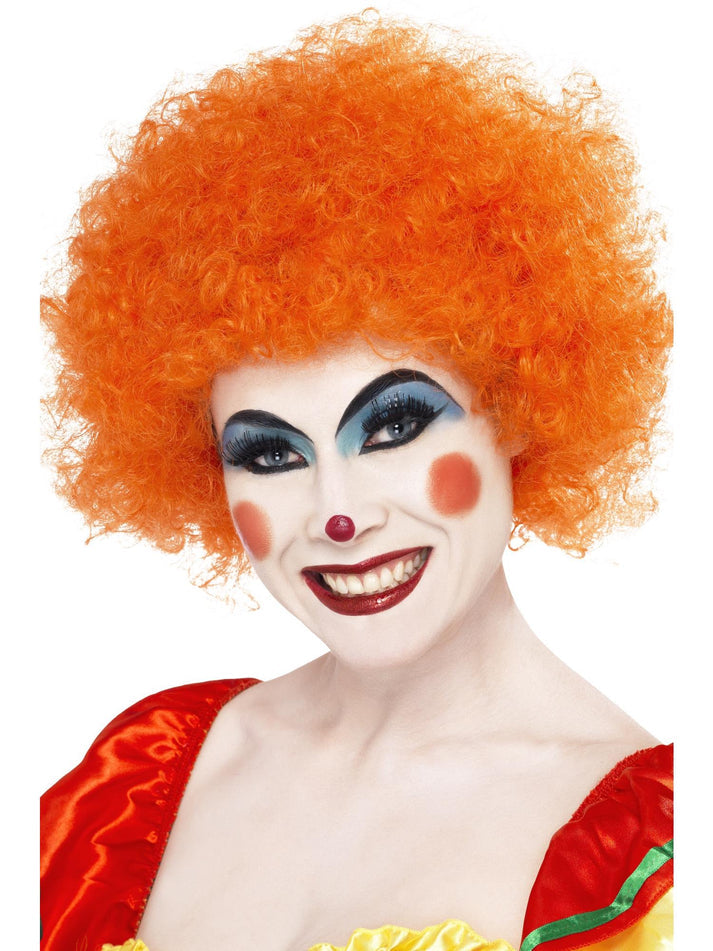 Crazy Clown Wig Orange Curly Afro Adult Costume Accessory 1
