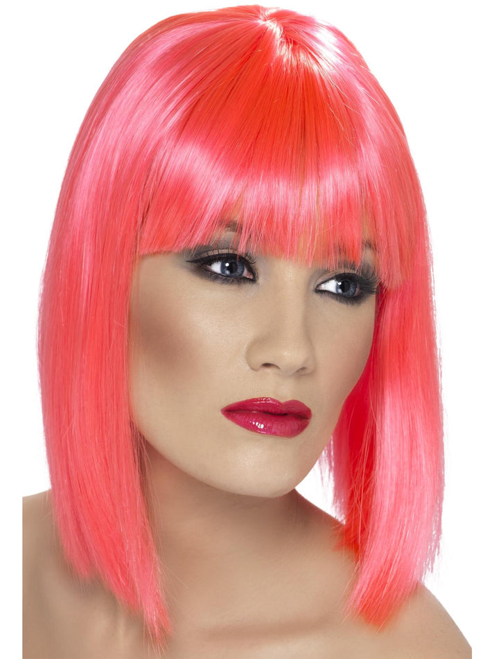 Glam Wig Adult Pink Short Fringed Fantasy Costume Accessory