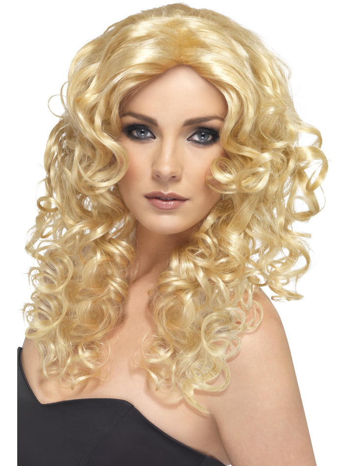 Blonde Long Curly Glamour Wig Hollywood Starlet Costume Hair 1