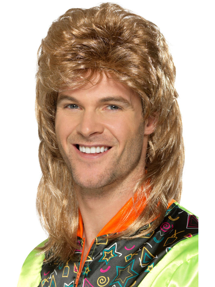 Mullet Wig Brown with Blonde Highlights Adult Costume Hair 1