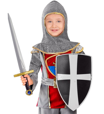 Black Crusader Shield & Sword Sword 49 Cm, Shield 19 Cm