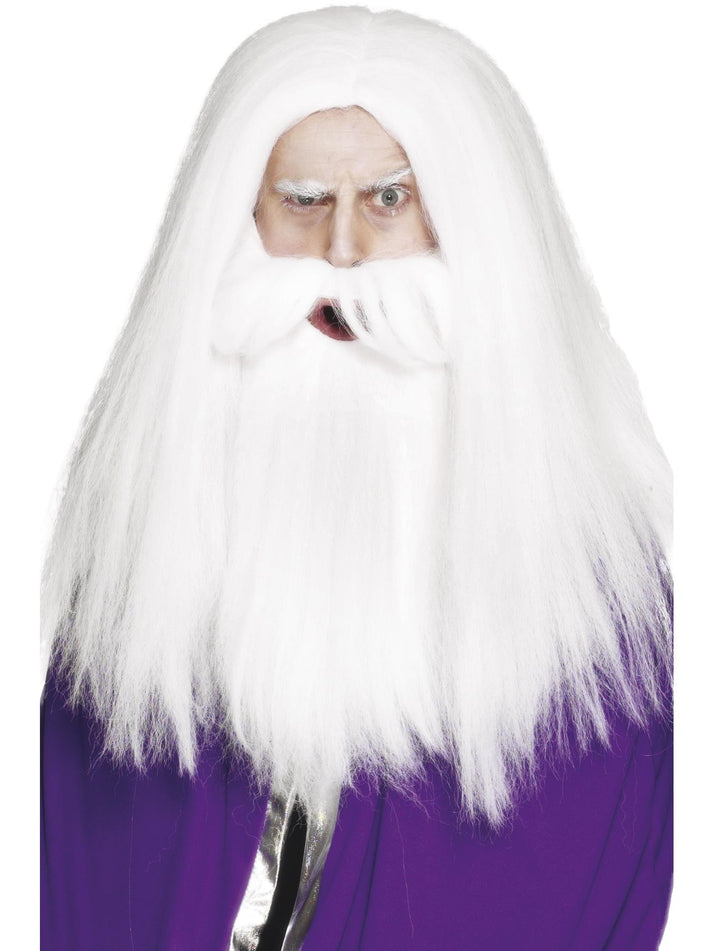 Magician Set White Wig and Beard Wizard Costume Hair for Men 1