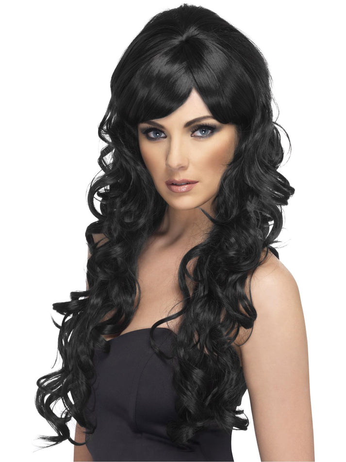 Pop Starlet Wig Adult Black Long and Curly Glamour Costume Accessory