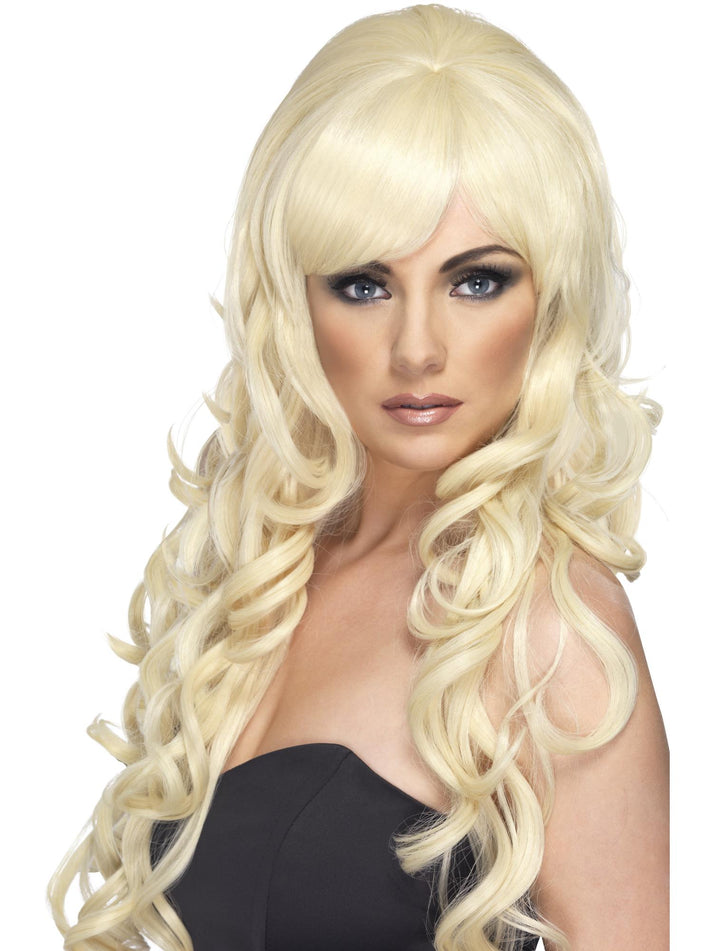 Pop Starlet Wig Blonde Long and Curly Adult Costume Hair
