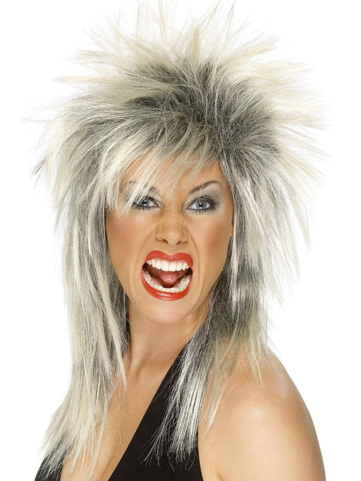 80s Rock Diva Wig Adult Blonde Two Tone Tina Turner Style Costume Accessory 1