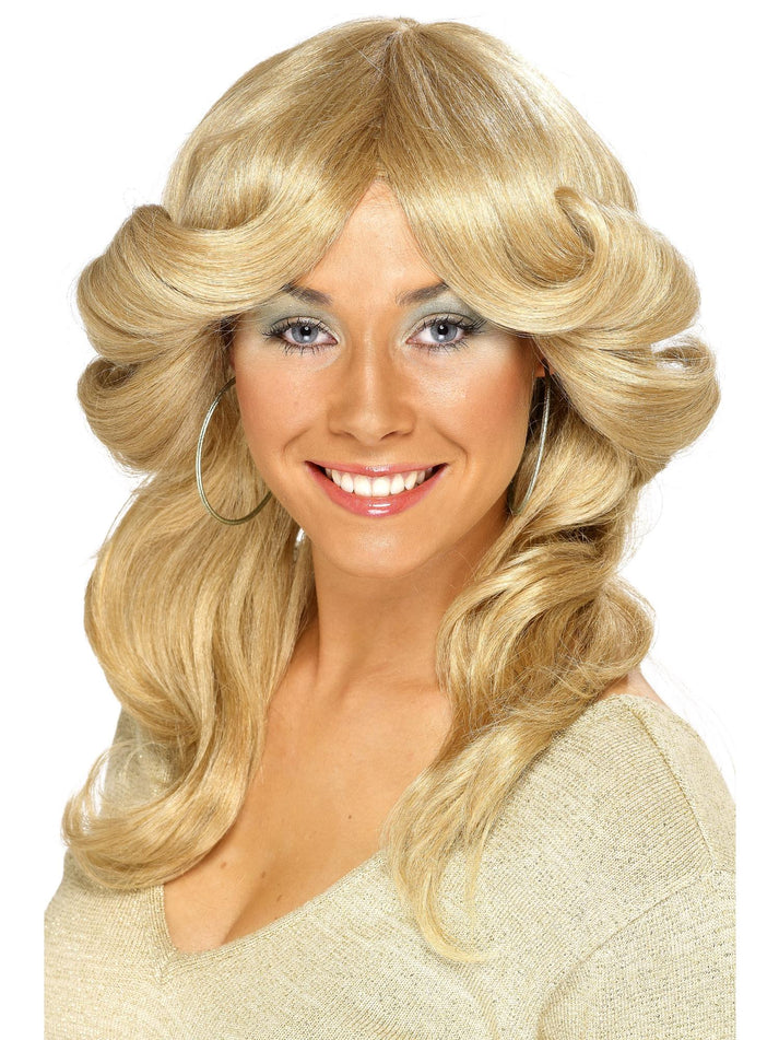 70s Flick Wig Blonde Long Wavy and Layered Adult Costume Hair
