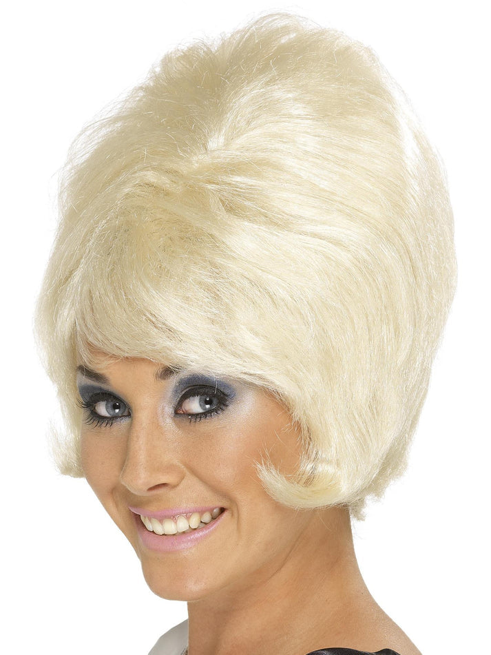Adult 60s Beehive Short Blonde Bouffant Wig Retro Glamour Costume Hair