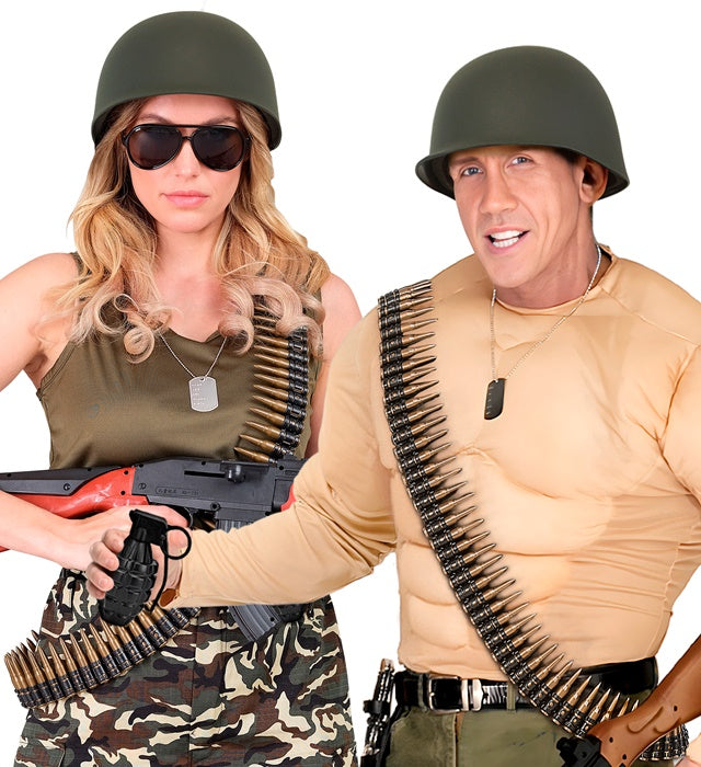 Military Set  Helmet, 96 Bullets Belt, Grenade   