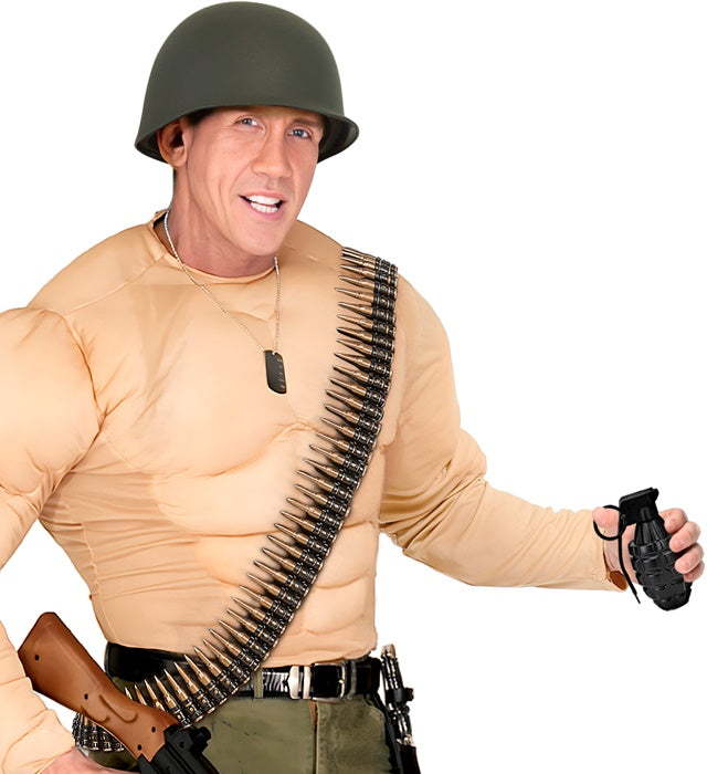 Military Set  Helmet, 96 Bullets Belt, Grenade   