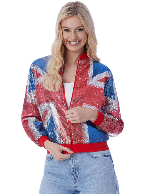 Union Jacket Sequin Bomber Adult Costume Vintage Style 1