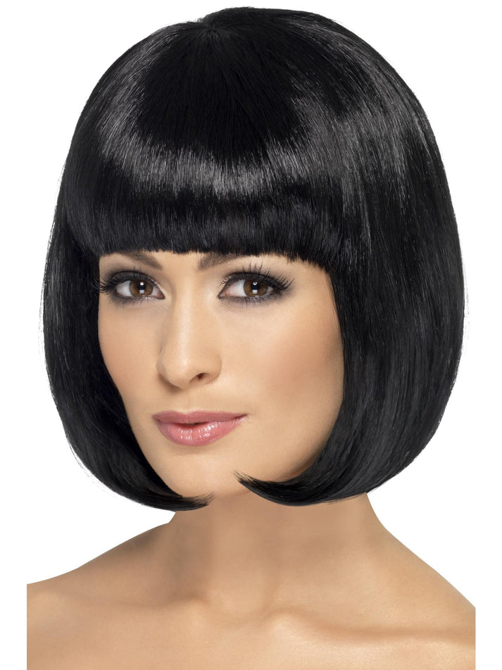 Partyrama Wig 12 Inch Adult Black Short Bob with Fringe Costume Hair 1