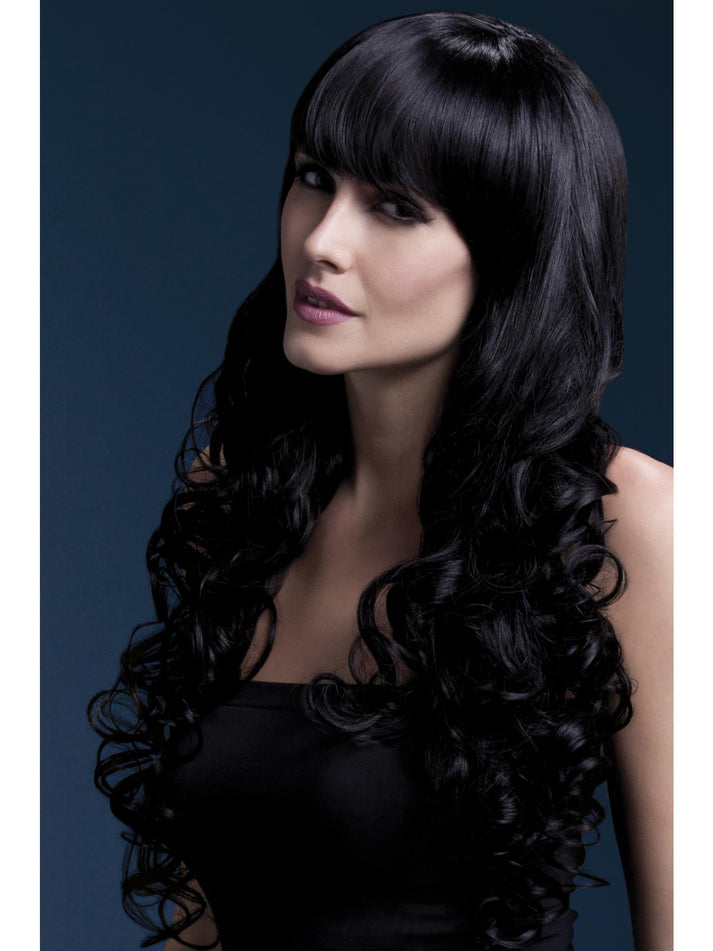 Fever Isabelle Wig Black Long Soft Curl with Fringe 66cm Adult Costume Hair 1