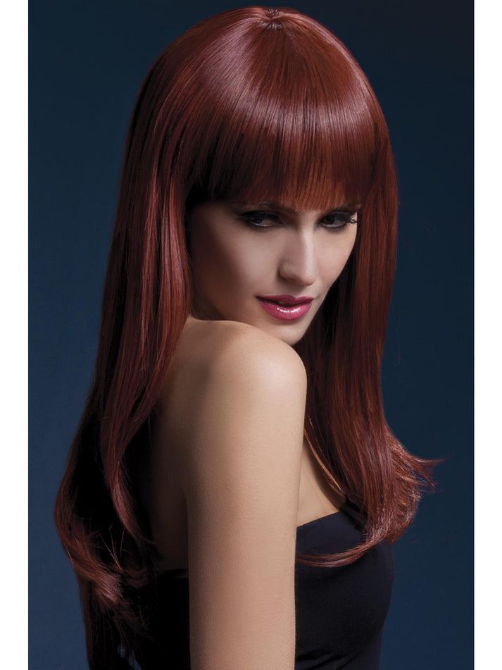 Fever Sienna Wig Auburn 66cm Long Feathered With Fringe Adult Costume Hair 1