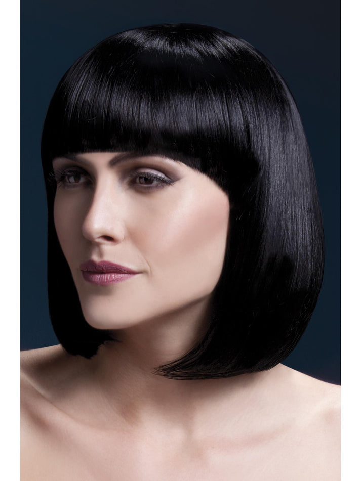 Fever Elise Wig Adult Black Sleek Bob With Fringe 33cm