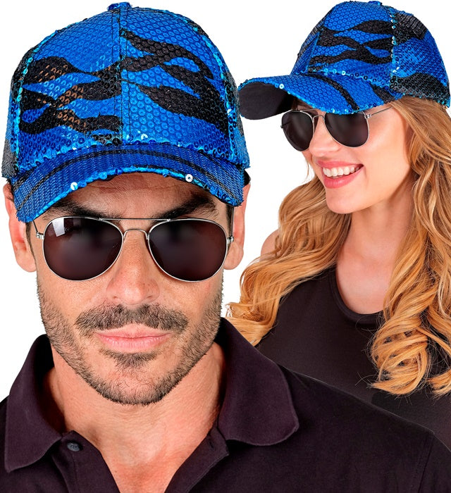Blue Waves Sequin Cap