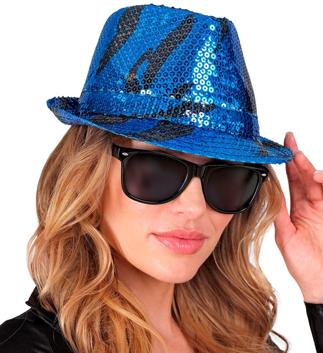 Blue Waves Sequin Fedora