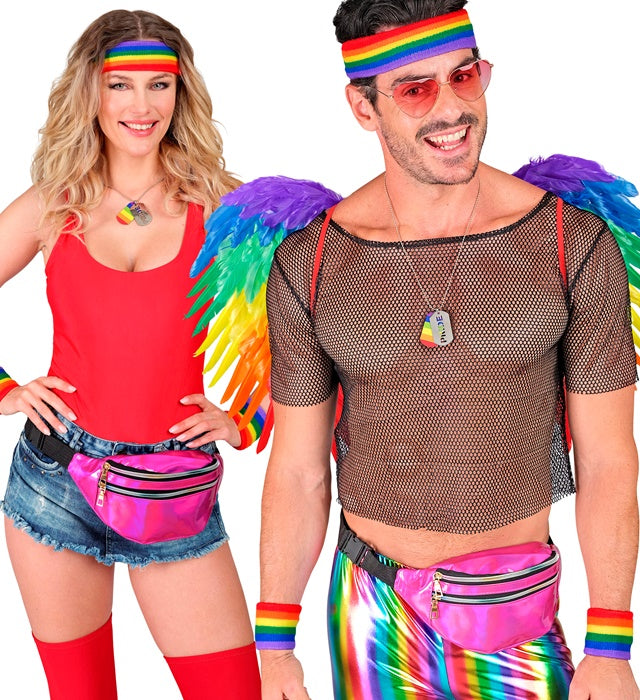 Rainbow Sweatband Set  Headband, 2 Wristbands 