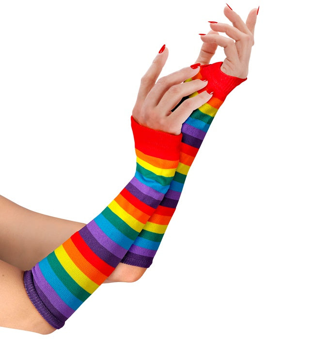 Rainbow Fingerless Gloves 33 Cm