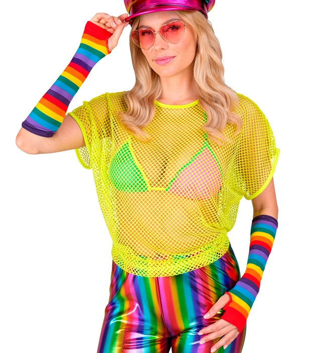 Rainbow Fingerless Gloves 33 Cm