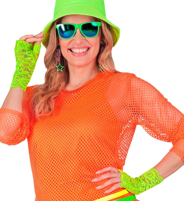 Neon Green Lace Gloves
