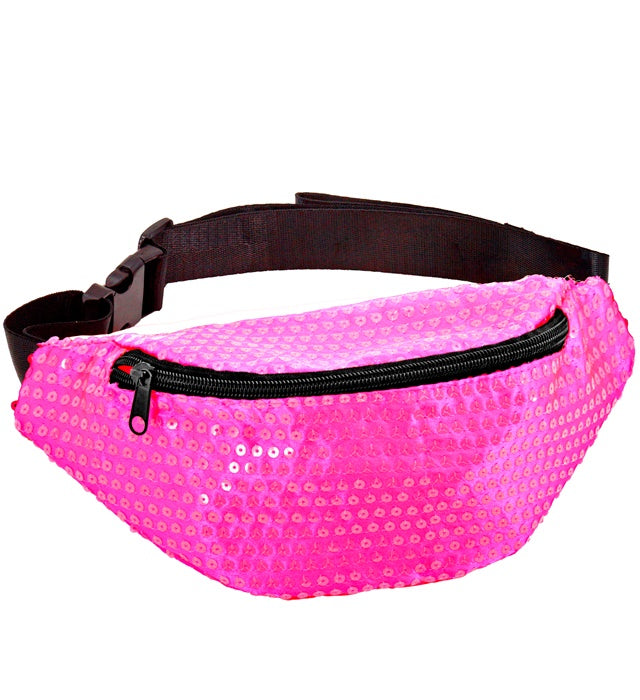 Neon Pink Sequin Belt Bag