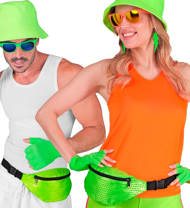 Neon Green Sequin Belt Bag