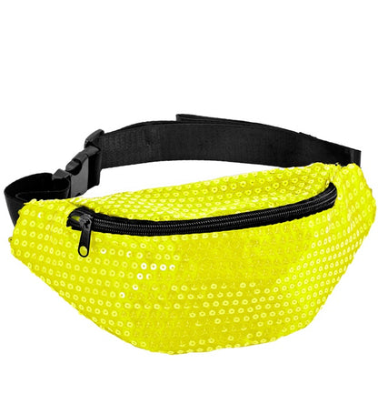 Neon Yellow Sequin Belt Bag