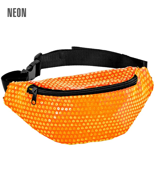 Neon Orange Sequin Belt Bag