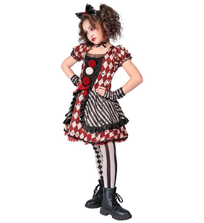 Harlequin Doll  Dress, Bow Headband, Choker, Glovelettes 