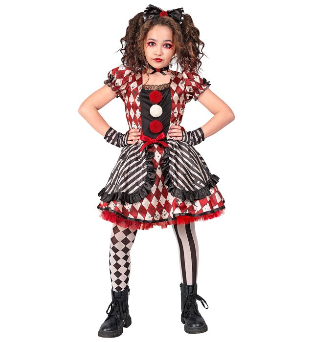 Harlequin Doll  Dress, Bow Headband, Choker, Glovelettes 