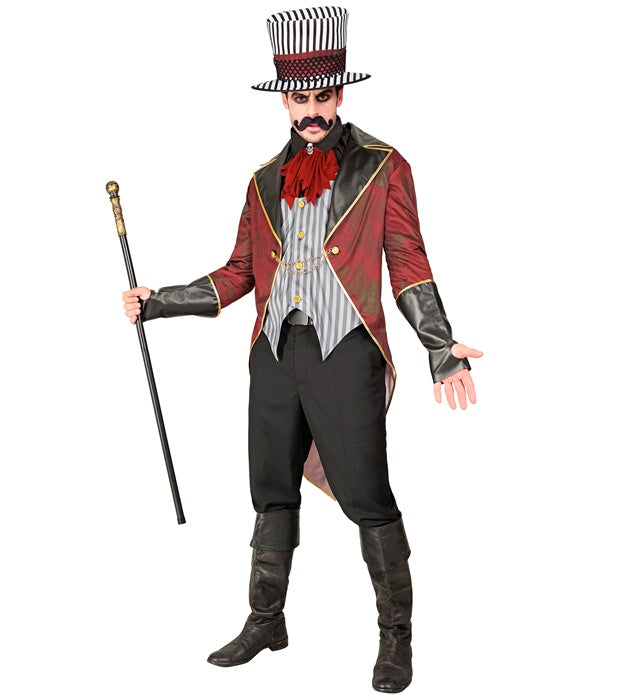 Sinister Ringmaster  Jacket With Vest, Skull Jabot, Gloves, Hat  