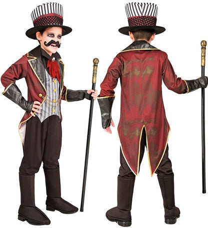 Sinister Ringmaster  Jacket With Vest, Skull Jabot, Gloves, Hat  
