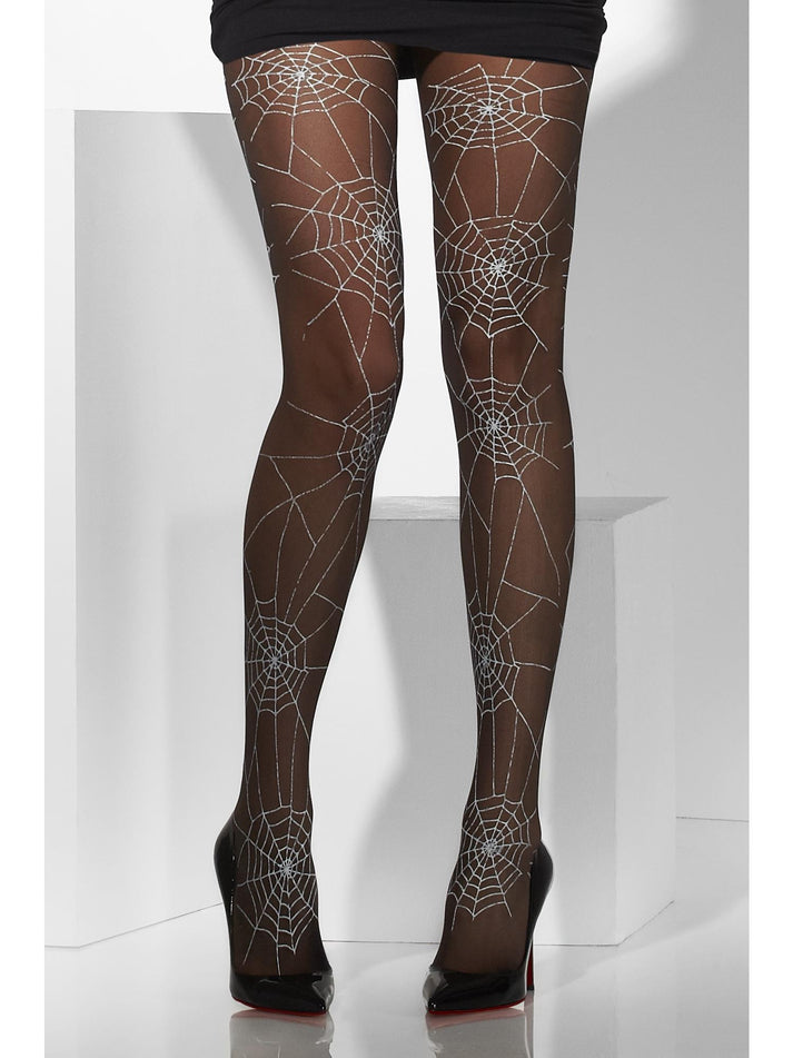 Tights Adult Black White Spiderweb Print