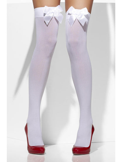 Opaque Hold Ups White with White Bows Adult Costume Accessory 3