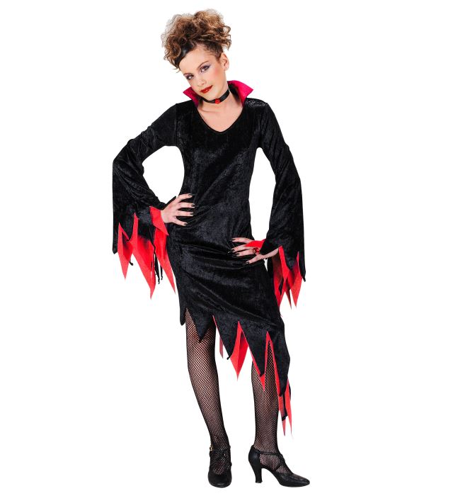 Dark Mistress Velvet -2 Colors Ass.  Dress With Collar, Choker 