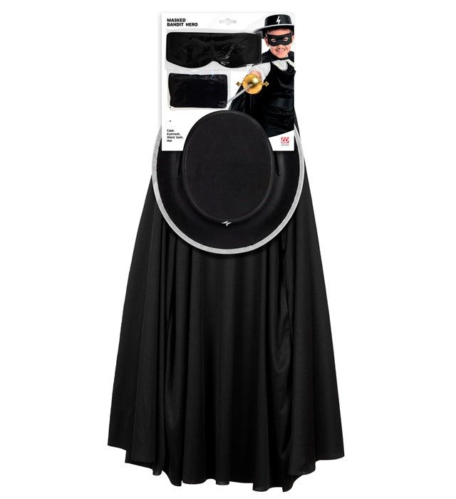 Masked Bandit Hero Dress-Up Set  Cape, Hat, Eyemask, Waist Sash 