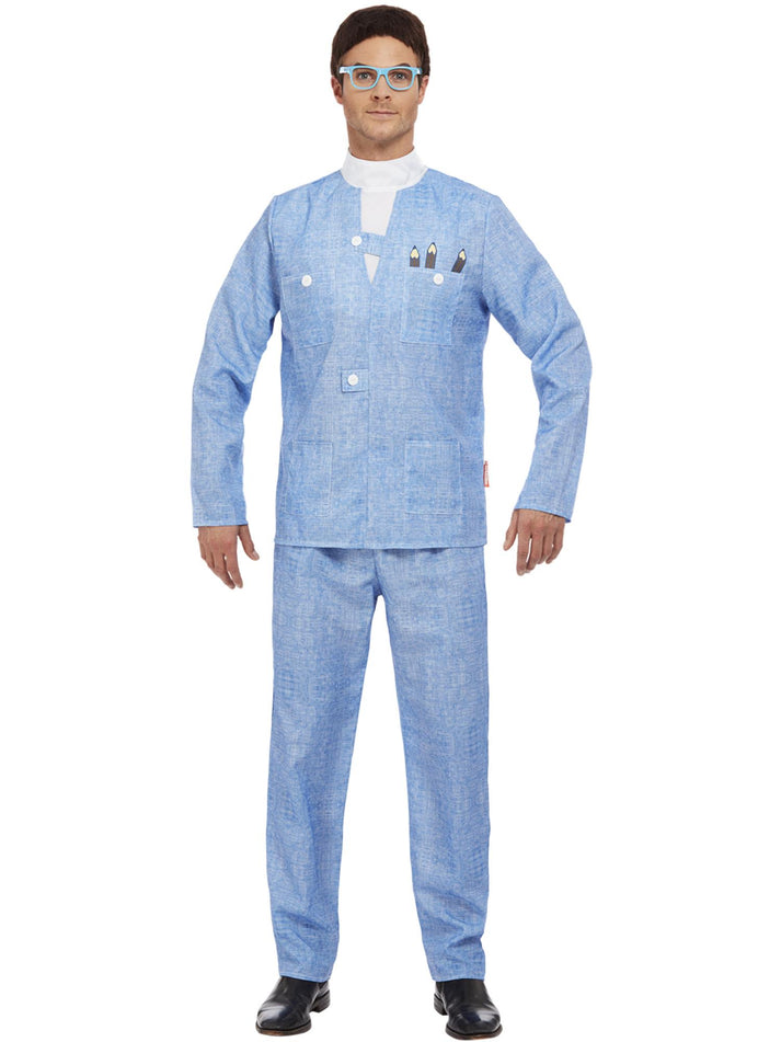 Thunderbirds Brains Costume Adult Blue Jacket Trousers Wig and Glasses 2