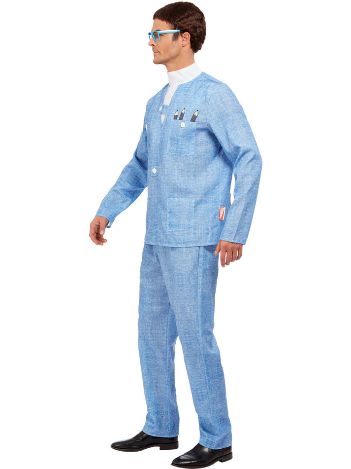 Thunderbirds Brains Costume Adult Blue Jacket Trousers Wig And Glasses