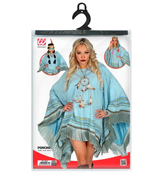 Azure Suede Look Poncho