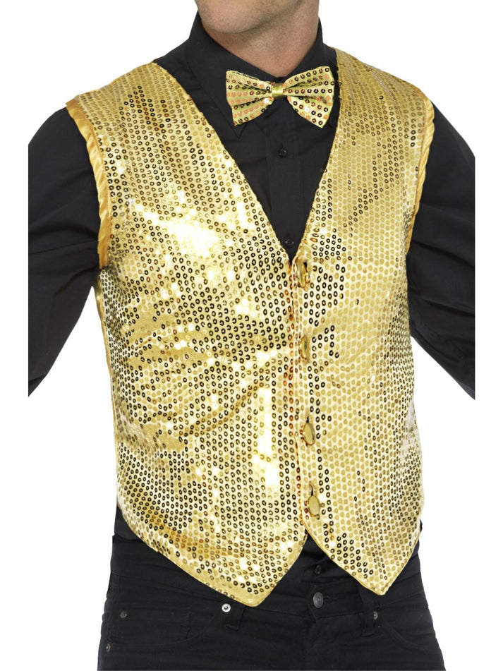 Sequin Waistcoat Gold Adult Costume Accessory 1